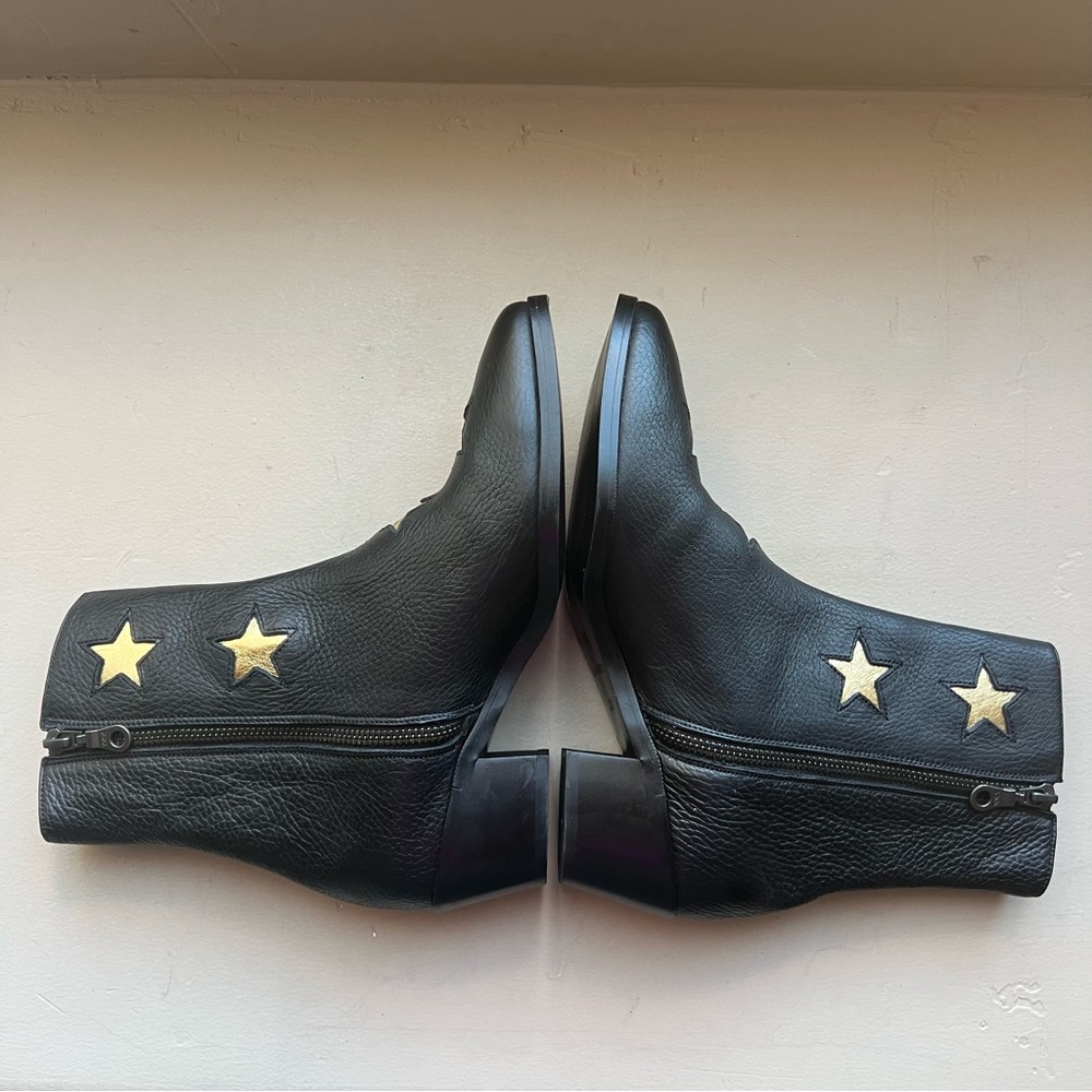 MODERN VICE Golden Bolt Black & Metallic Gold Leather Ankle Boots Size EU 35/US5 - Picture 4 of 16